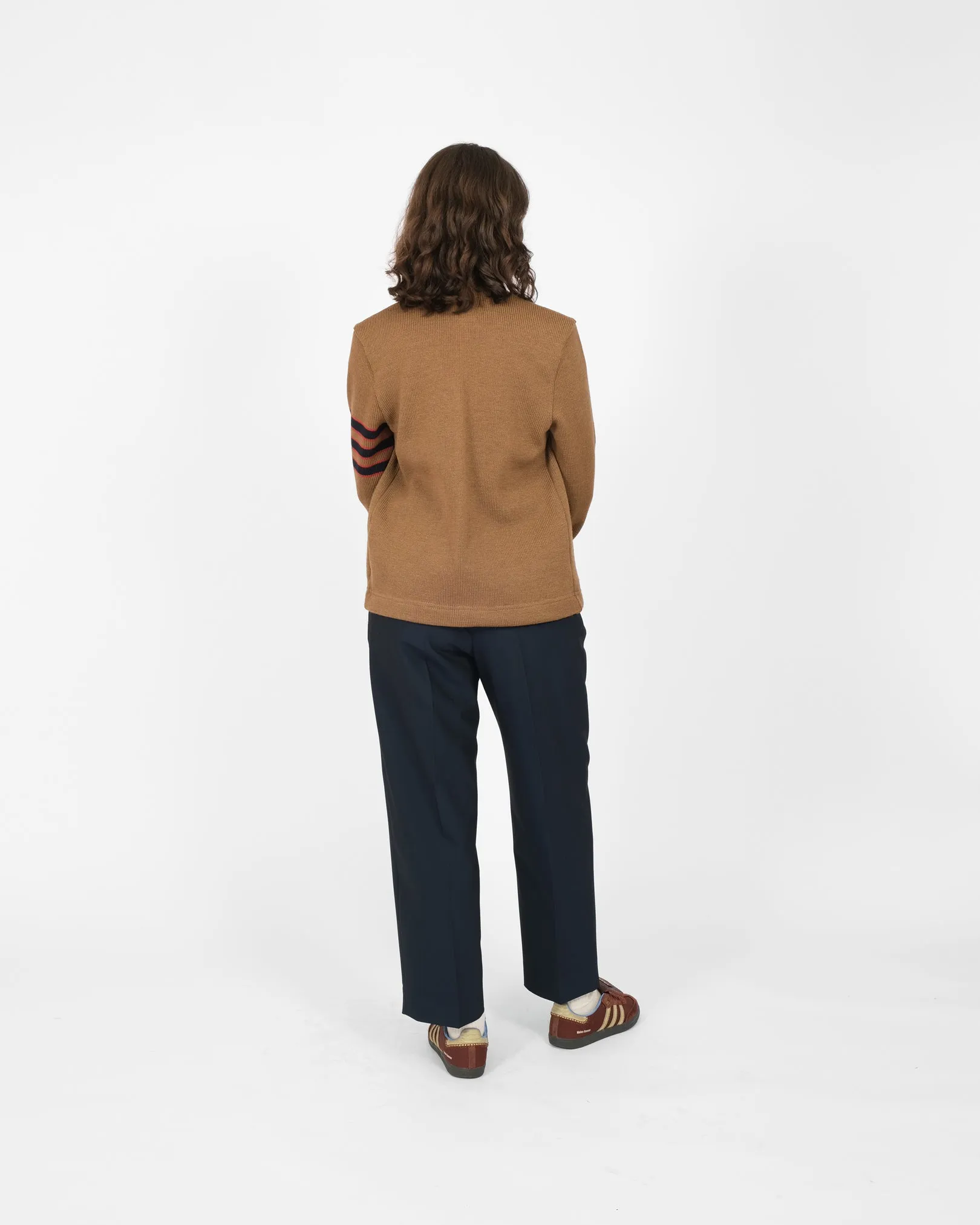 Women's Varsity Cardigan - Dark Tan / Dark Navy & Forster Red sold by Dehen 1920 product image thumbnail 5