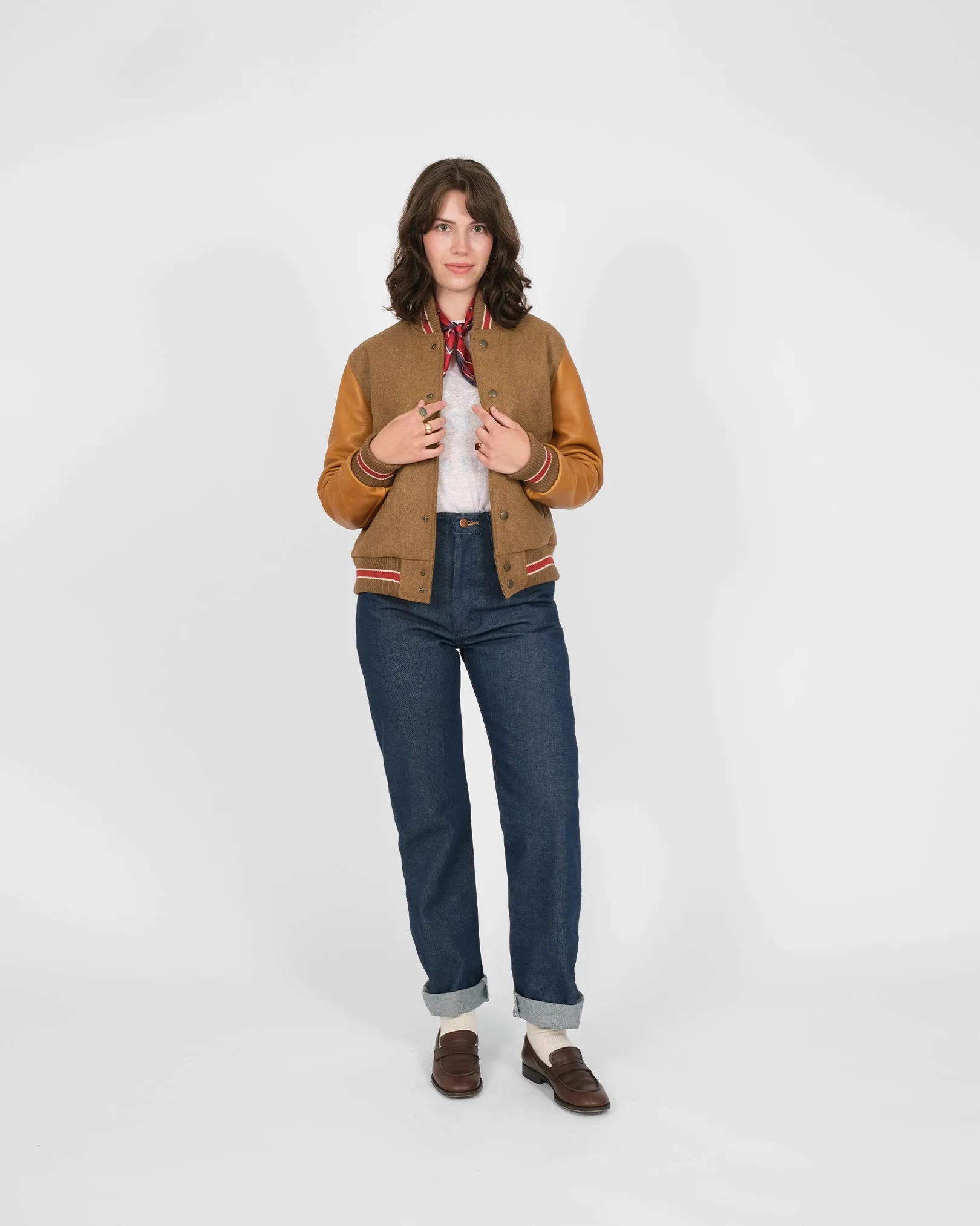 Women's Varsity Jacket - Dark Tan Mix sold by Dehen 1920 product image thumbnail 2