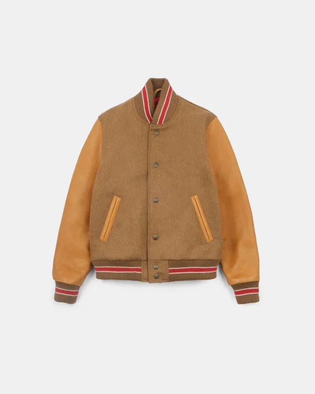 Women's Varsity Jacket - Dark Tan Mix sold by Dehen 1920