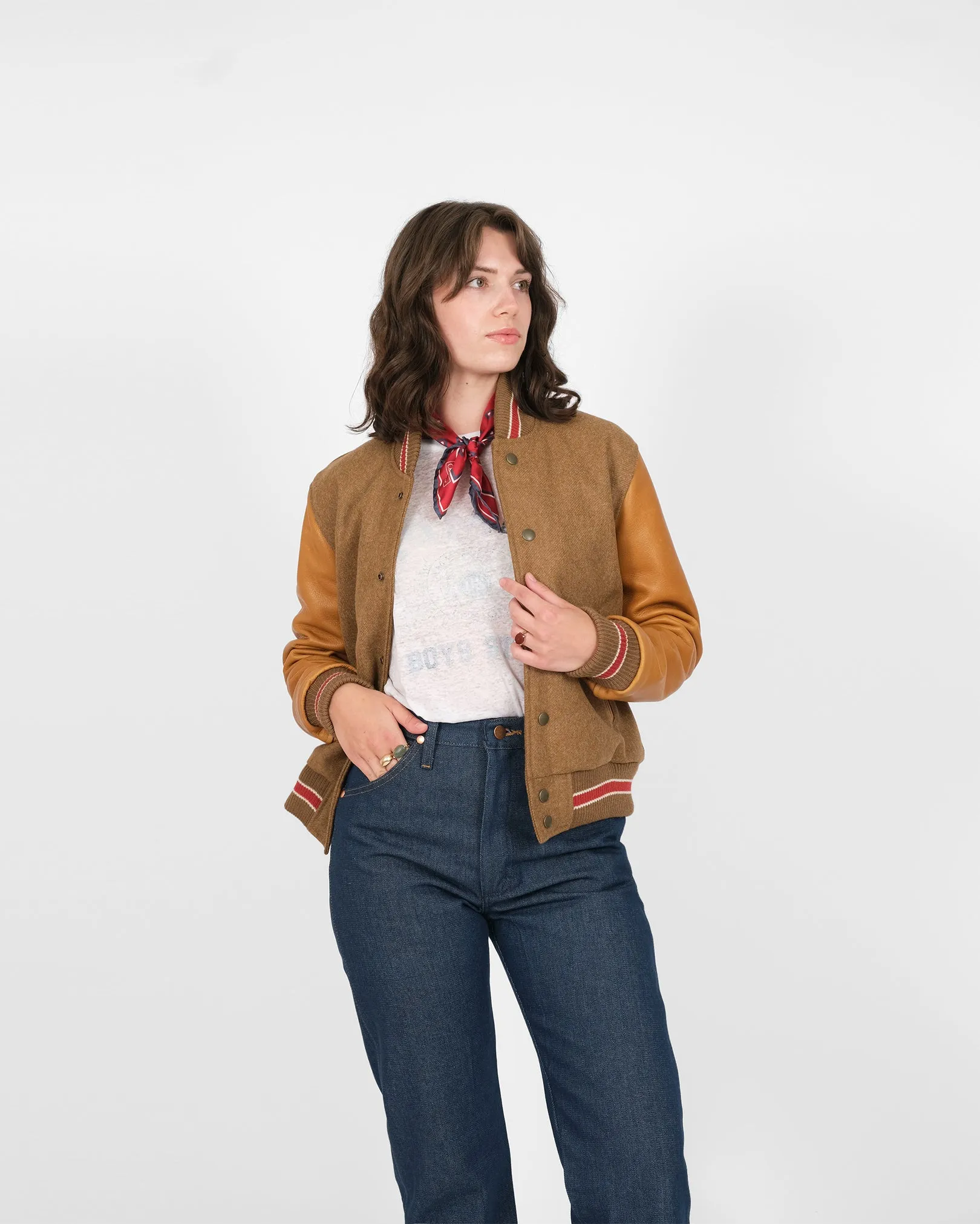 Women's Varsity Jacket - Dark Tan Mix sold by Dehen 1920 product image thumbnail 5