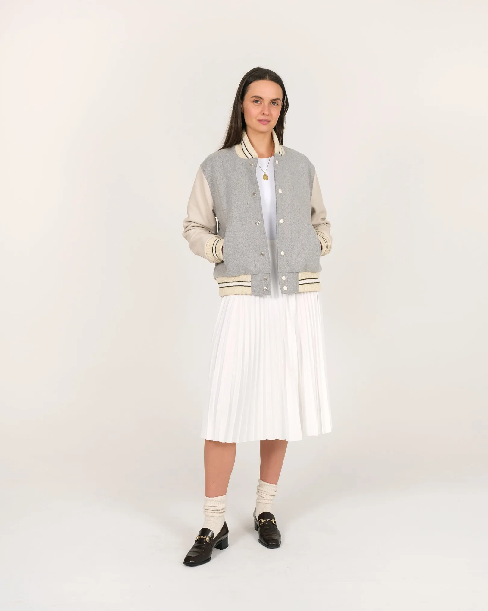 Women's Varsity Jacket - Lt. Oxford sold by Dehen 1920 product image thumbnail 5