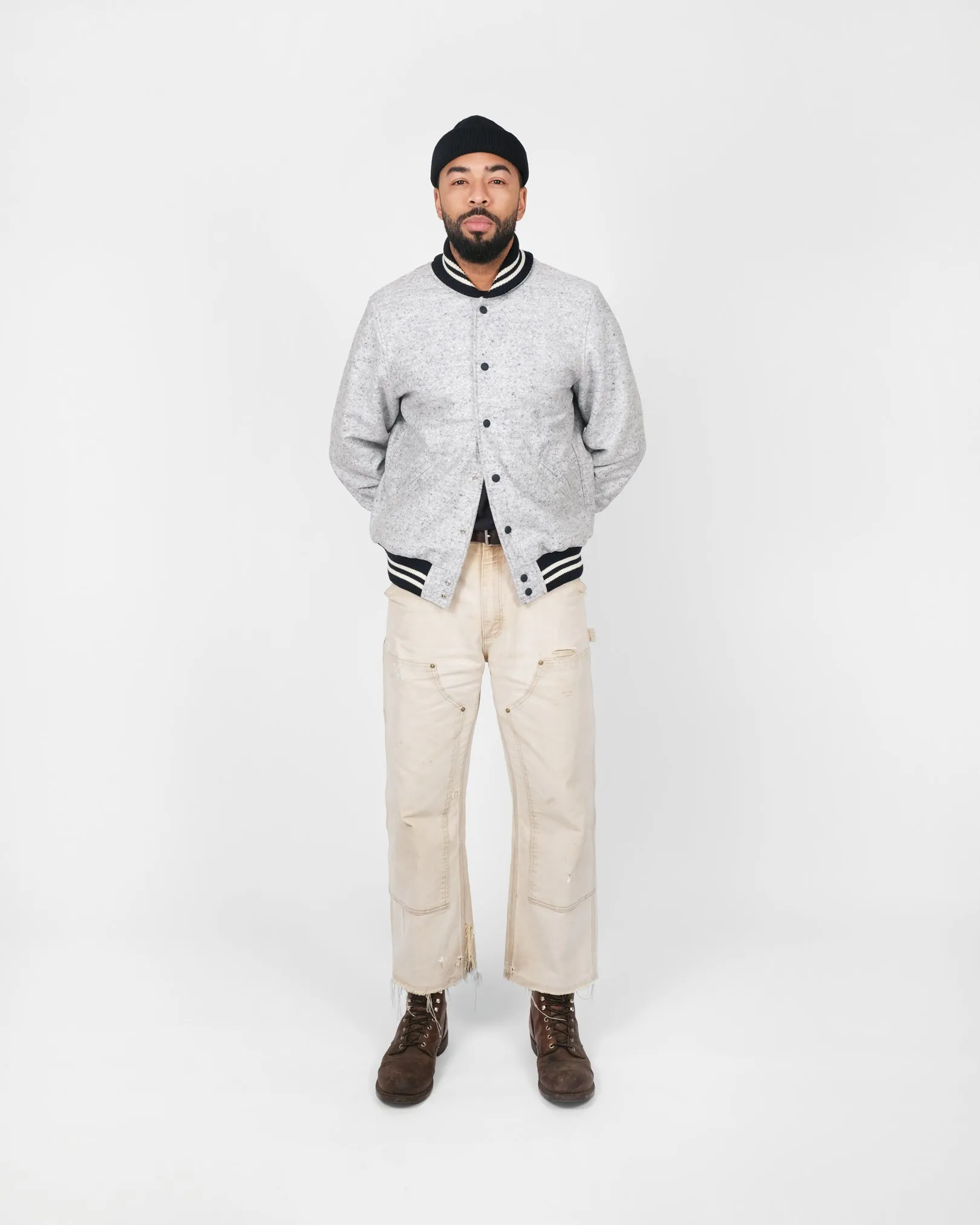 Wool Club Jacket - Natural / Navy Heather sold by Dehen 1920 product image thumbnail 2