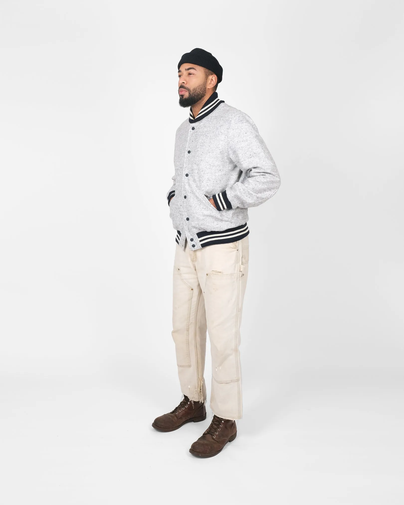 Wool Club Jacket - Natural / Navy Heather sold by Dehen 1920 product image thumbnail 3