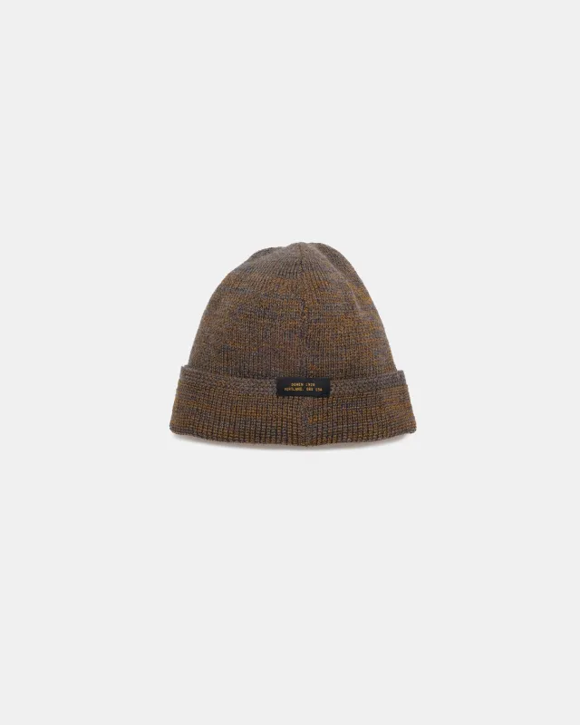 Wool Knit Watch Cap - Charcoal / Goldmine Mix made by Dehen 1920