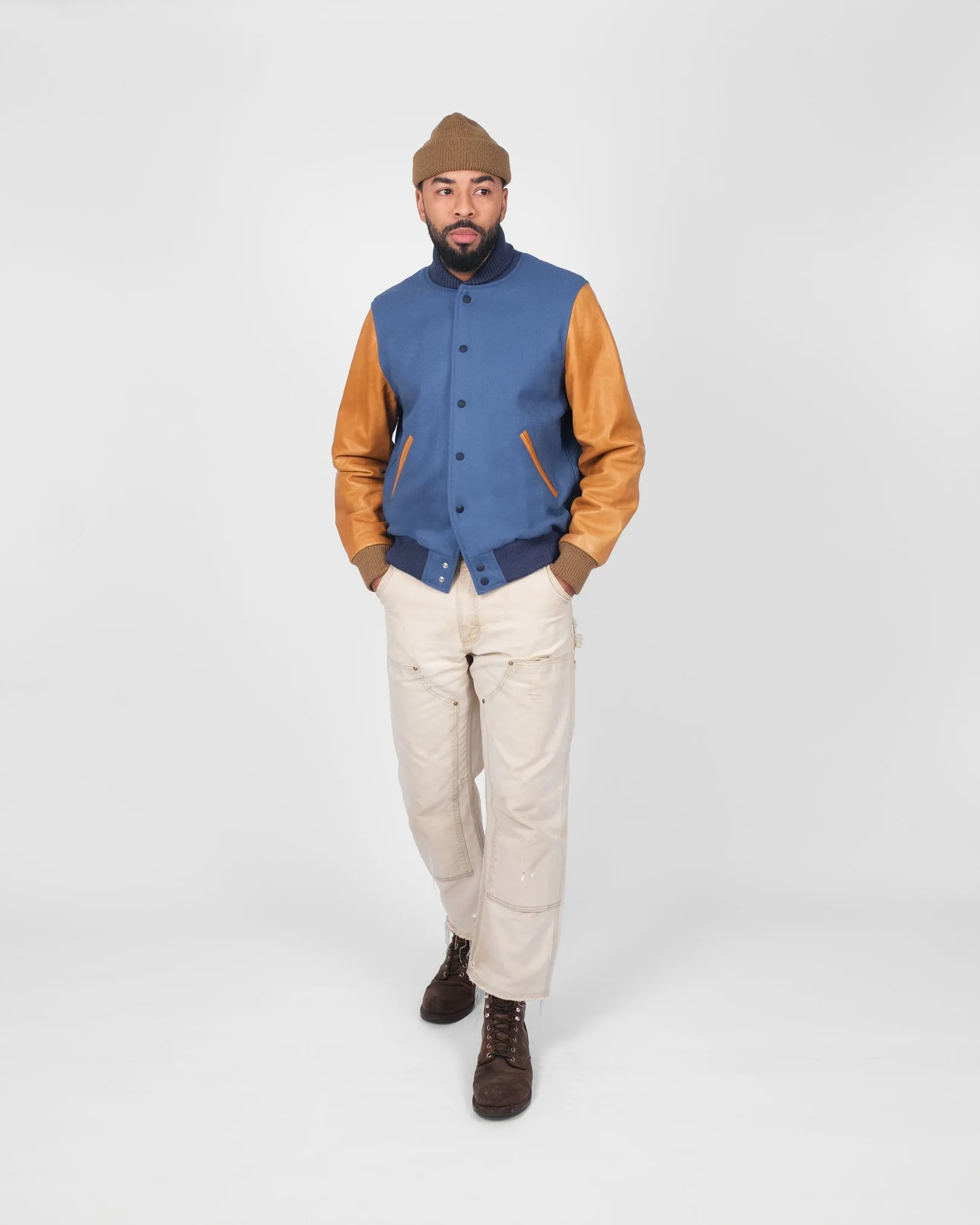 Varsity Jacket - Steel Blue / Rust sold by Dehen 1920 product image thumbnail 2