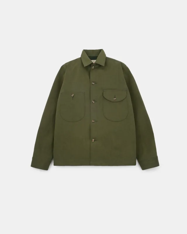 Selvedge Overshirt - Olive Selvedge Denim sold by Dehen 1920