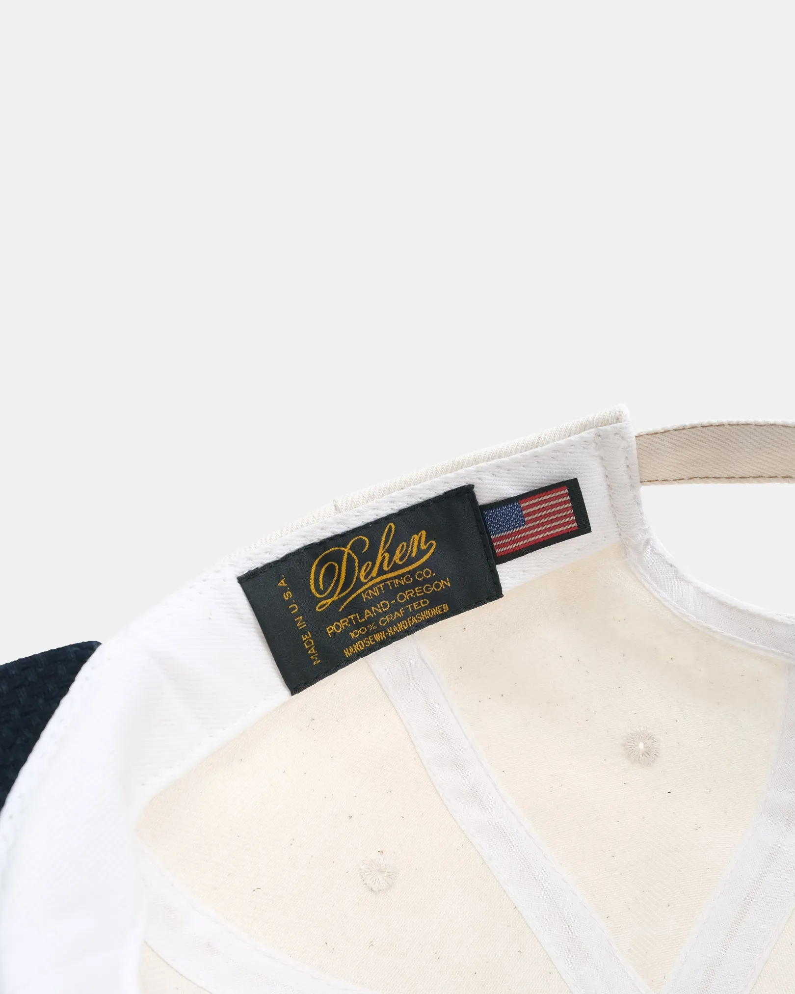 Unstructured 2-Tone Baseball Hat - Natural Selvedge Denim & Indigo Sashiko sold by Dehen 1920 product image thumbnail 4