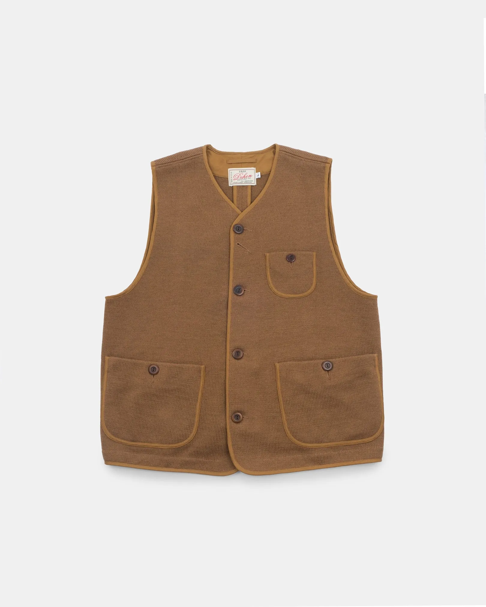 Knit Utility Vest - Dark Tan sold by Dehen 1920