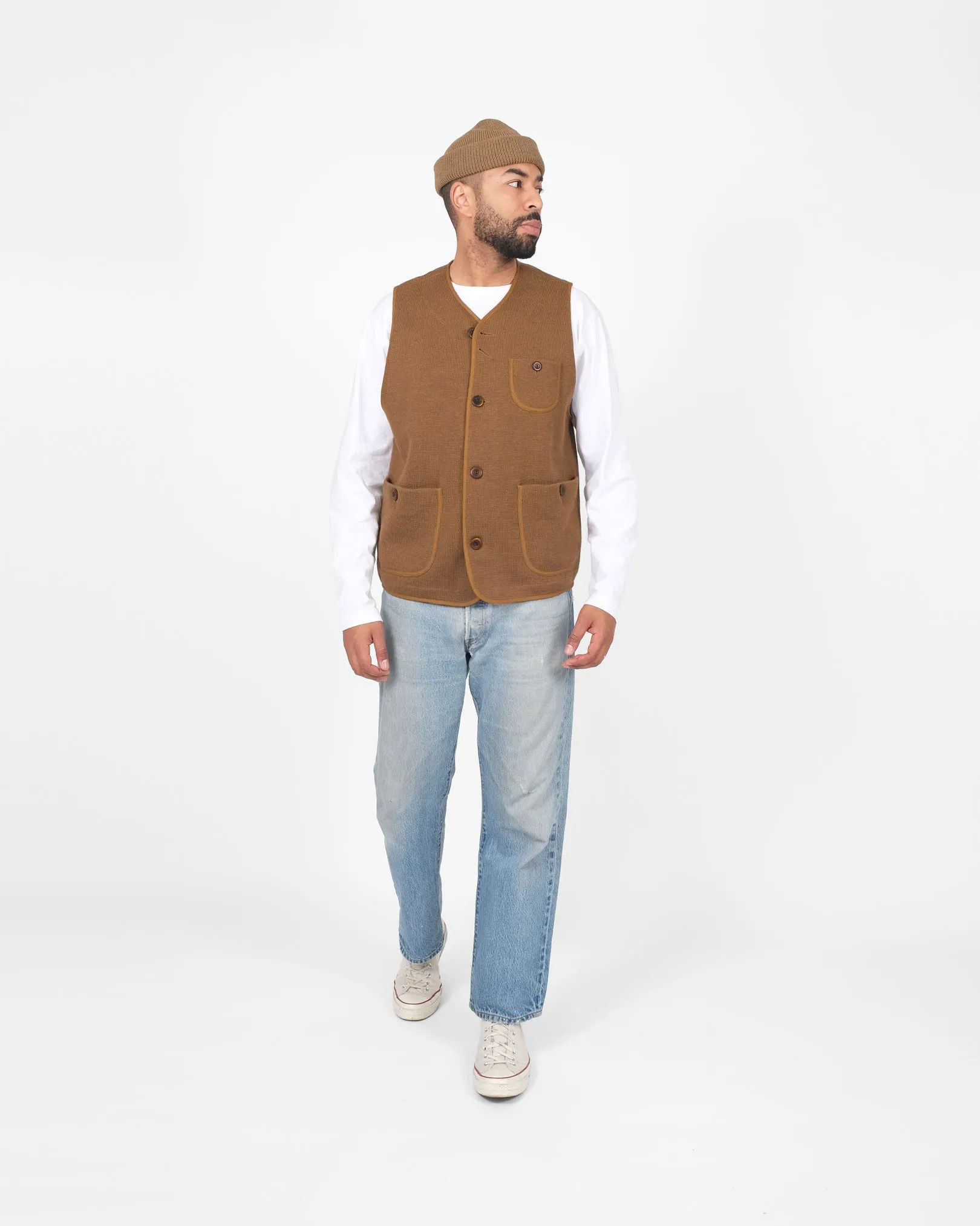 Knit Utility Vest - Dark Tan sold by Dehen 1920 product image thumbnail 2