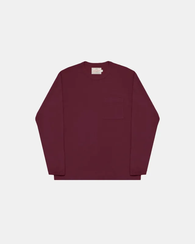 Heavy Duty Long Sleeve Tee - Single Pocket -Burgandy sold by Dehen 1920