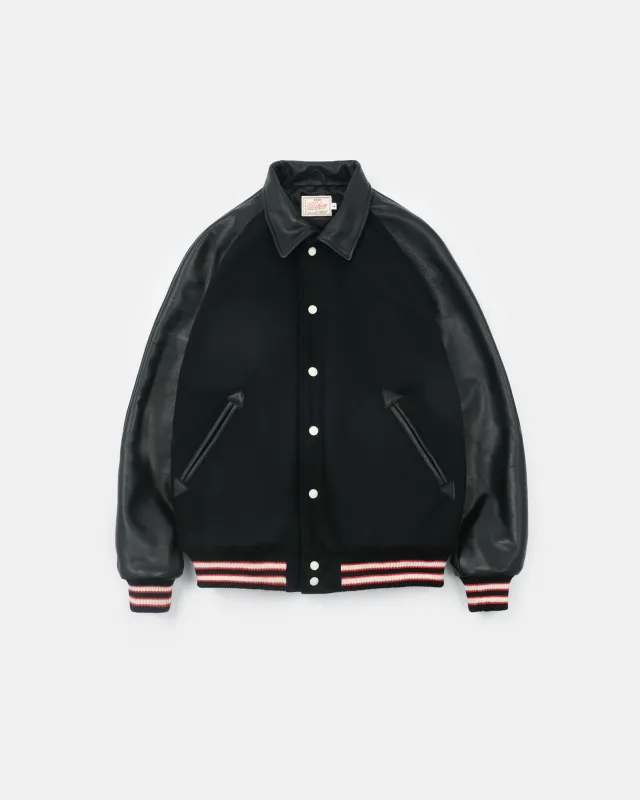 Raglan Varsity Jacket - Black / Off White & Scarlet made by Dehen 1920