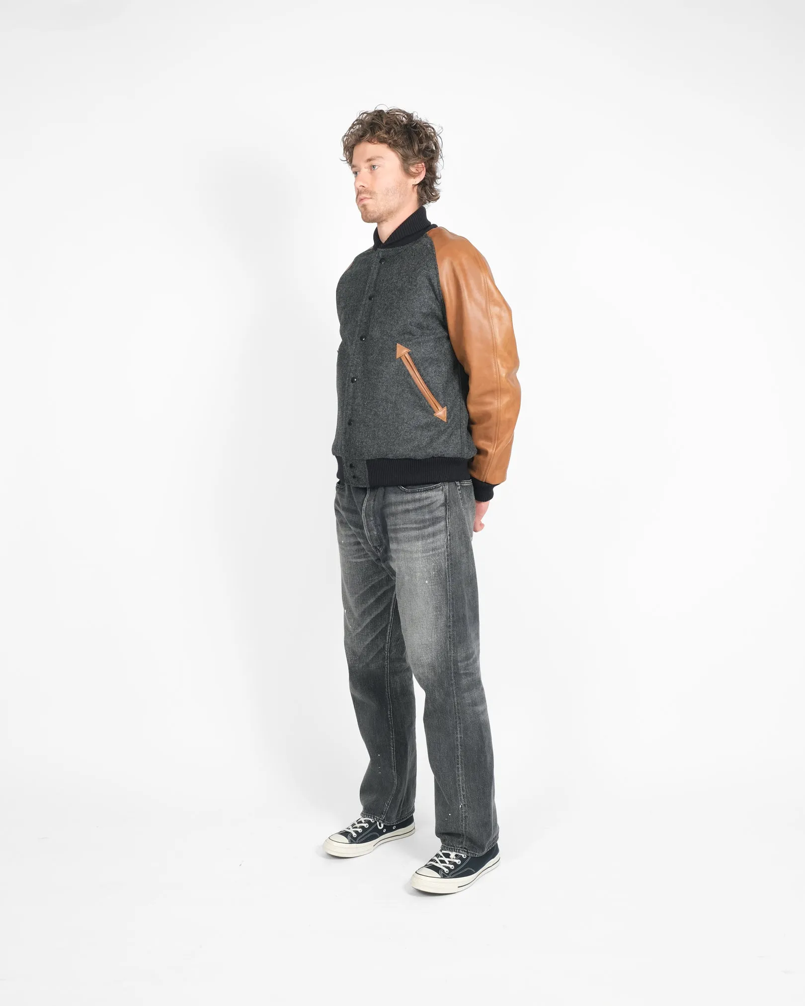 Raglan Varsity Jacket - Granite / Black / Antique Rust sold by Dehen 1920 product image thumbnail 3