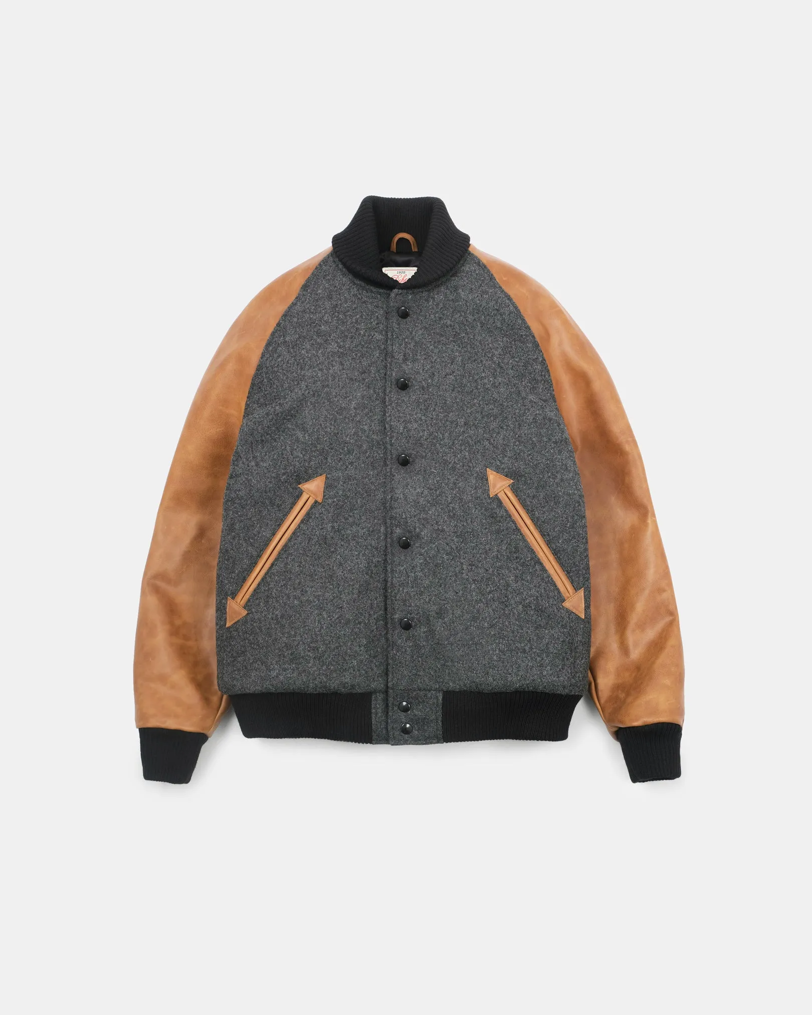 Raglan Varsity Jacket - Granite / Black / Antique Rust sold by Dehen 1920