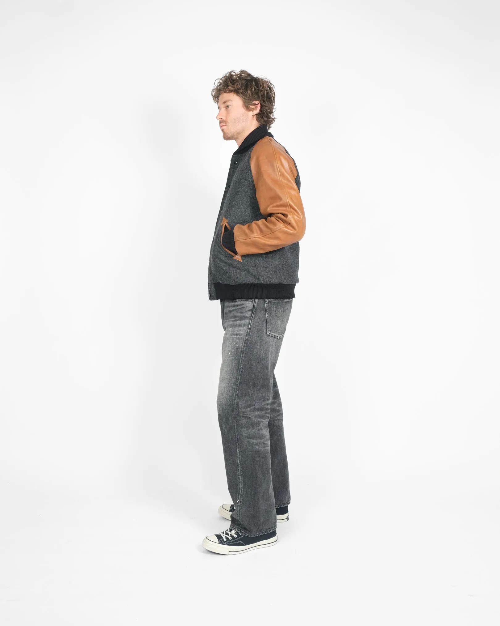 Raglan Varsity Jacket - Granite / Black / Antique Rust sold by Dehen 1920 product image thumbnail 4