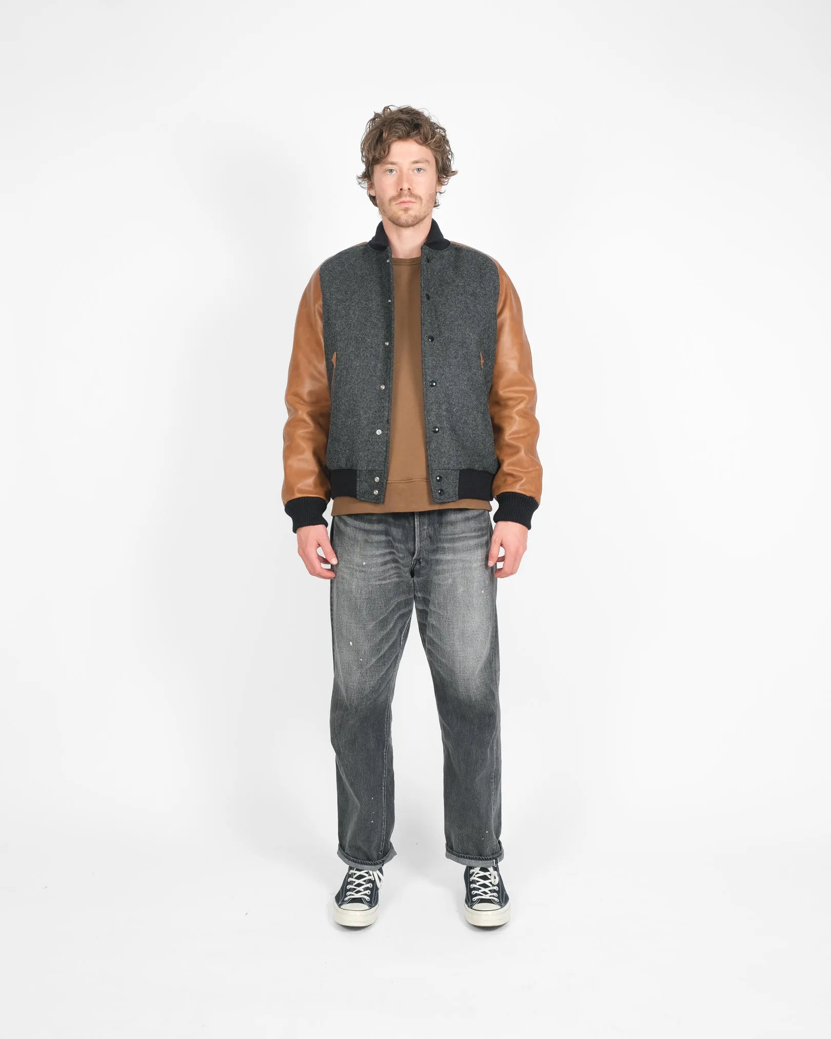 Raglan Varsity Jacket - Granite / Black / Antique Rust sold by Dehen 1920 product image thumbnail 2
