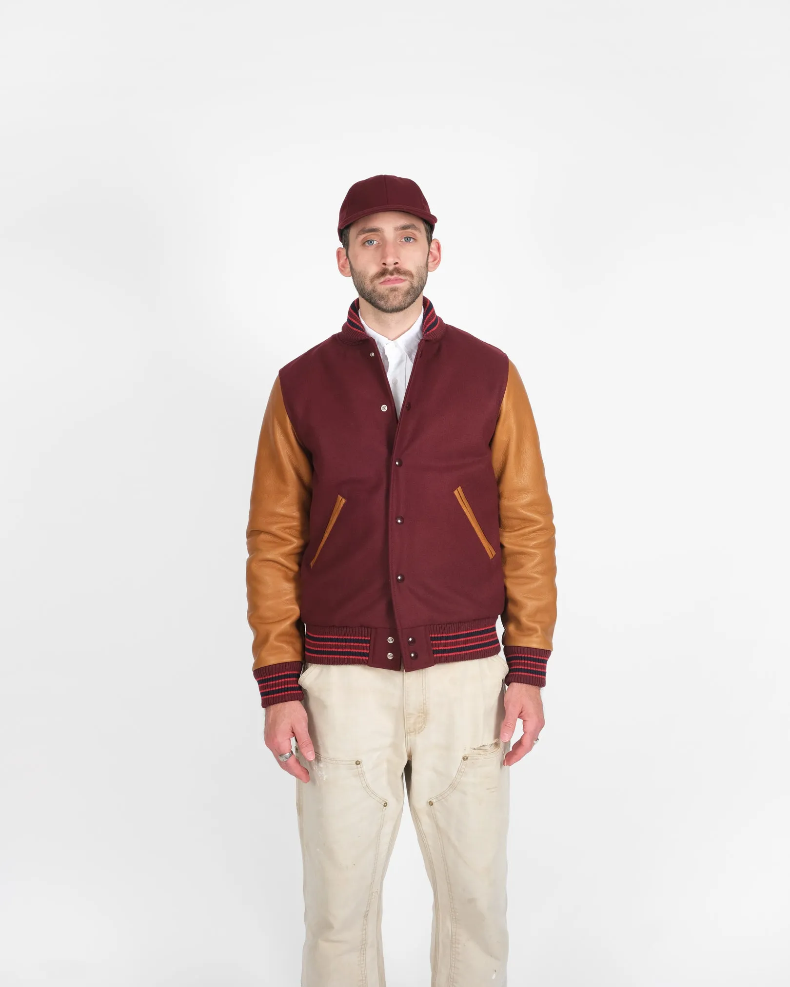 Varsity Jacket - Burgundy / Navy & Scarlet / Rust sold by Dehen 1920 product image thumbnail 3