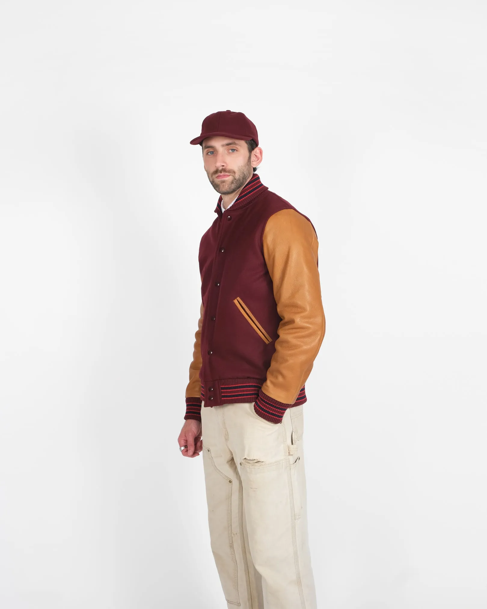 Varsity Jacket - Burgundy / Navy & Scarlet / Rust sold by Dehen 1920 product image thumbnail 4
