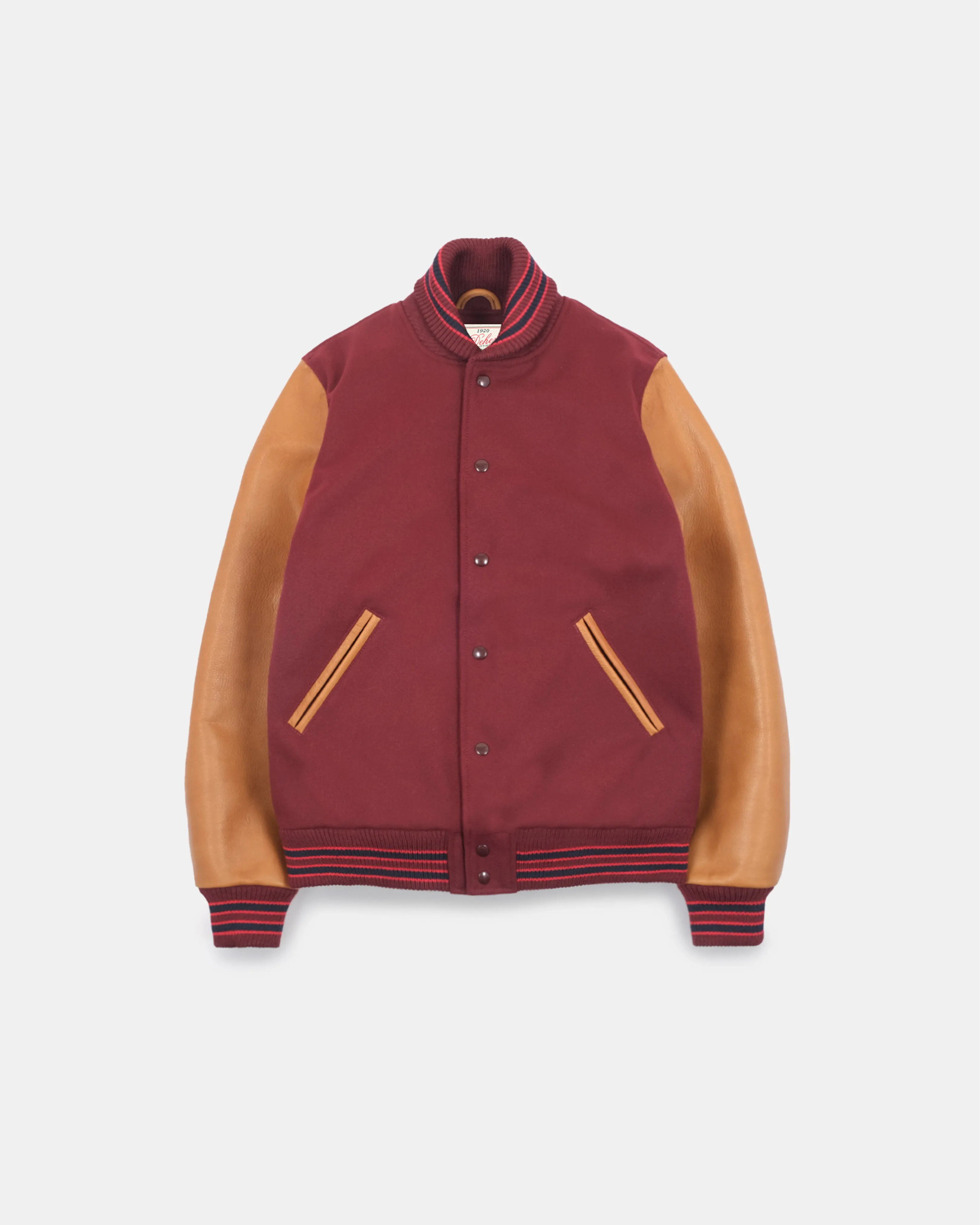 Varsity Jacket - Burgundy / Navy & Scarlet / Rust sold by Dehen 1920