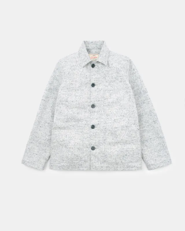 Woven Chore Coat - Natural & Navy Heather sold by Dehen 1920