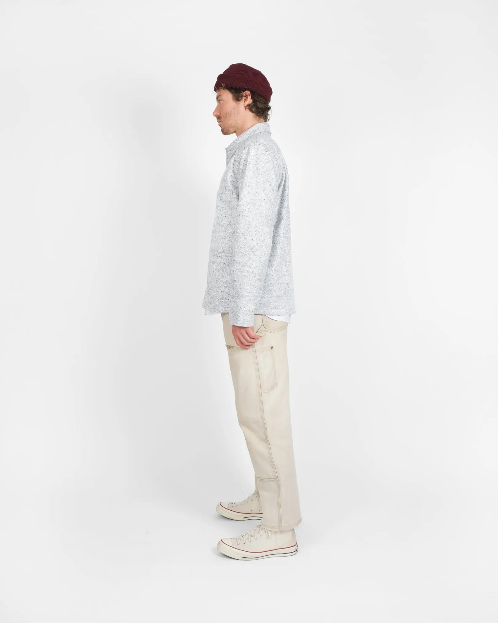Woven Chore Coat - Natural & Navy Heather sold by Dehen 1920 product image thumbnail 5