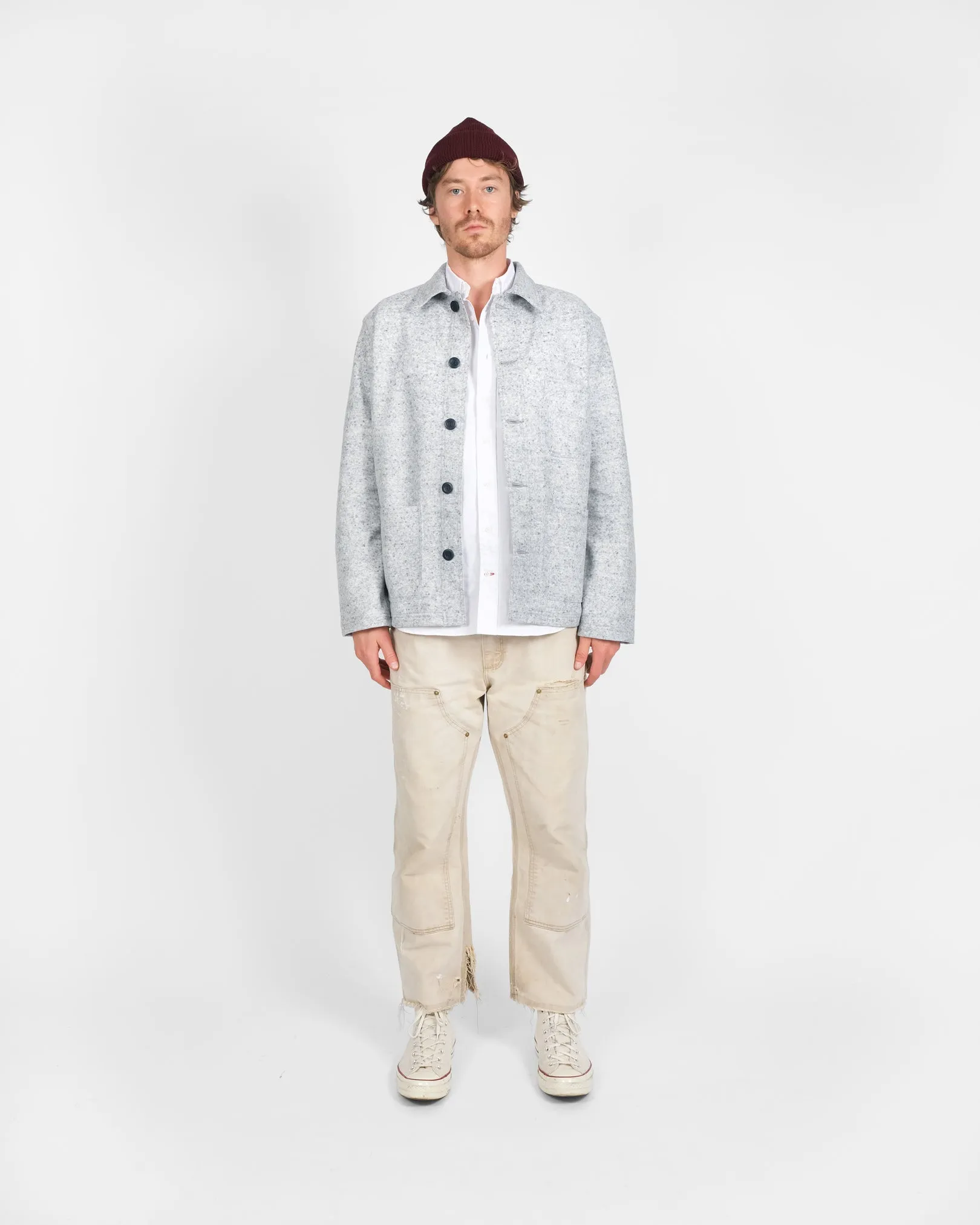 Woven Chore Coat - Natural & Navy Heather sold by Dehen 1920 product image thumbnail 3