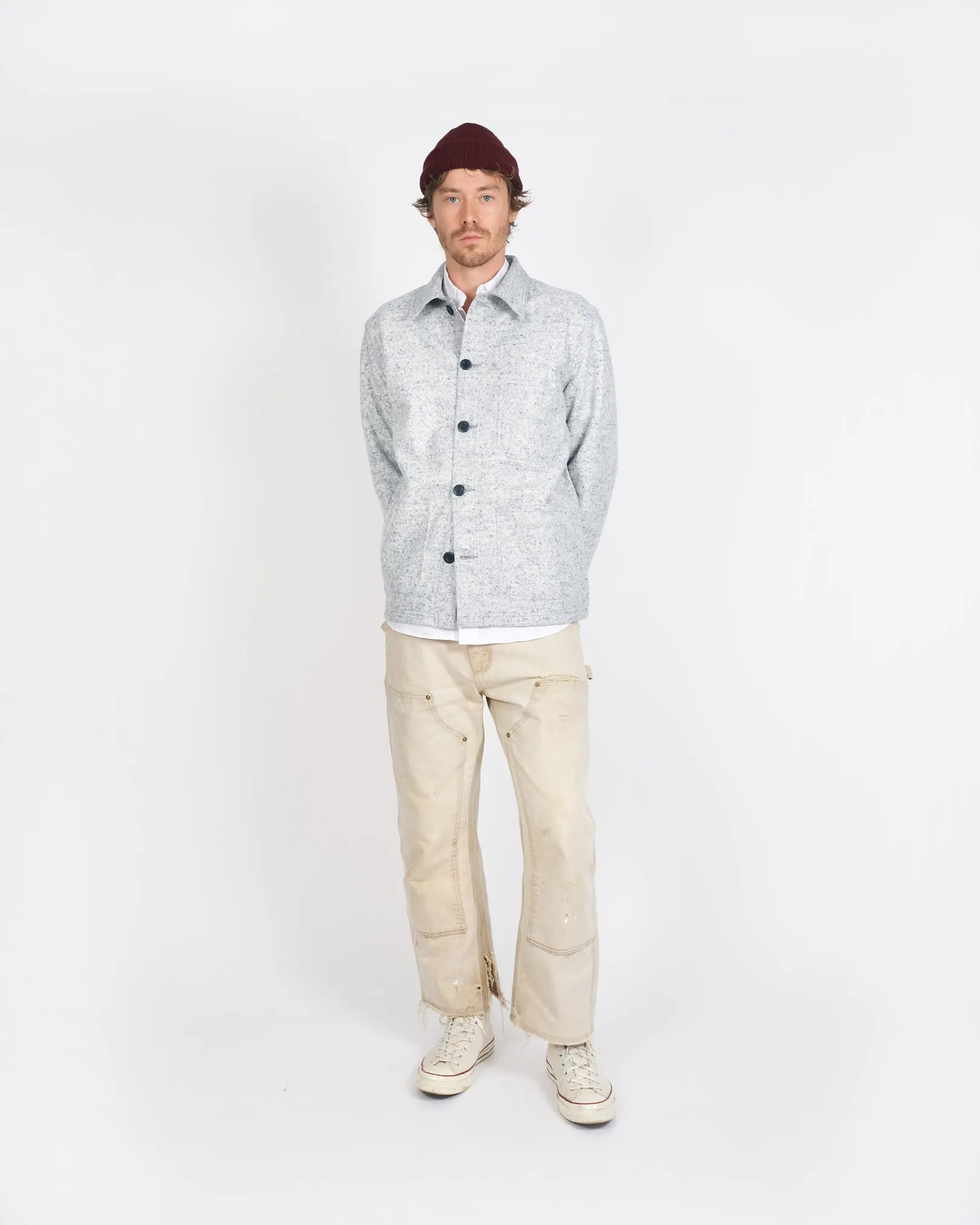 Woven Chore Coat - Natural & Navy Heather sold by Dehen 1920 product image thumbnail 2