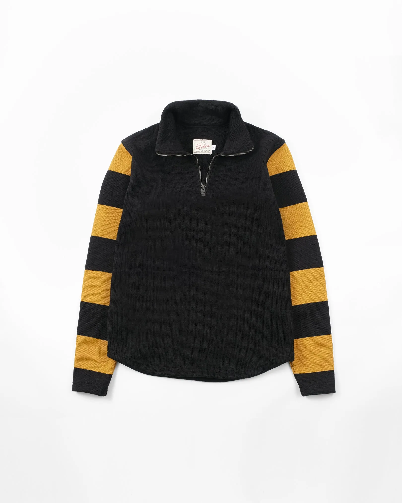 1/4 Zip Moto-Jersey - Black / Old Gold sold by Dehen 1920