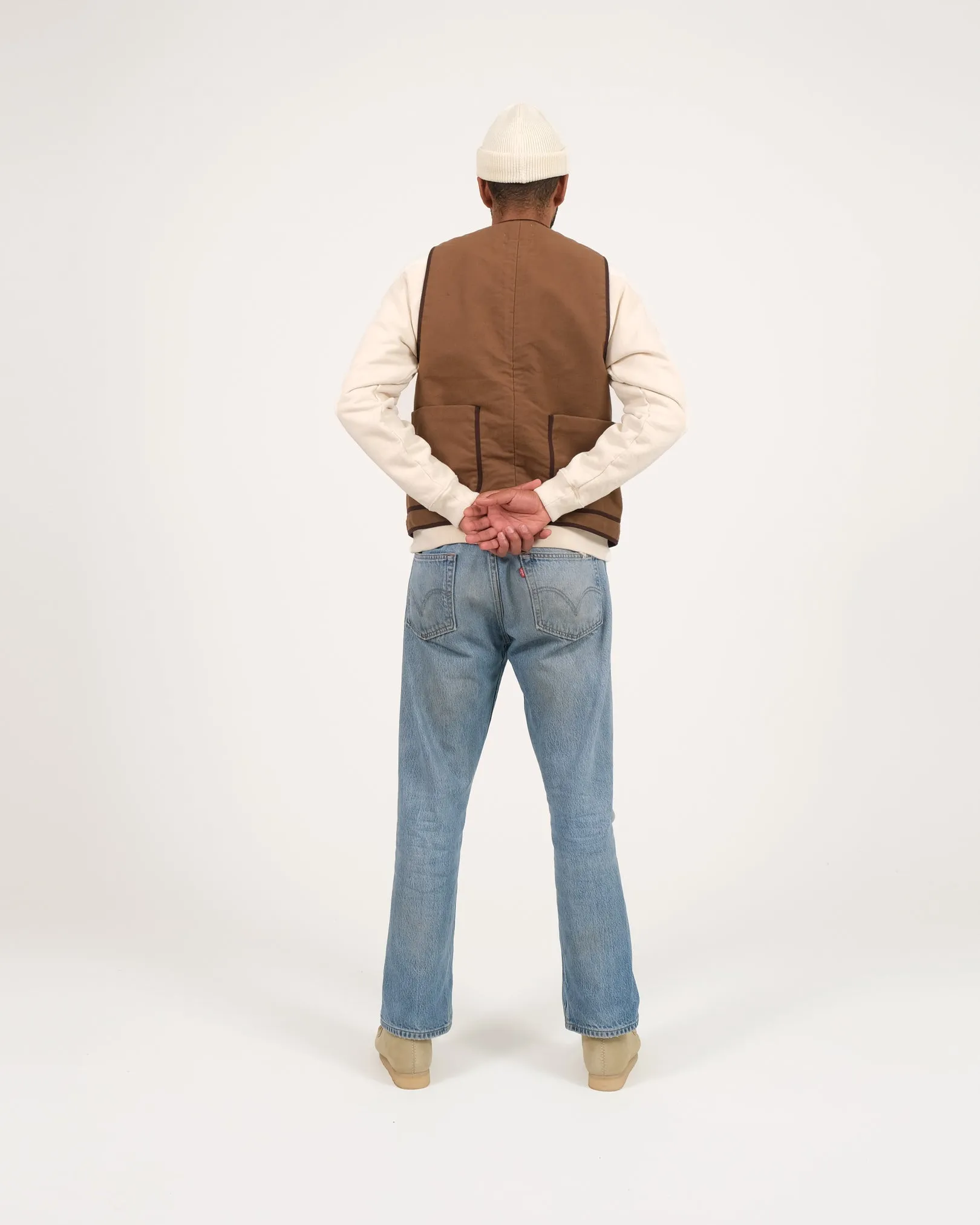 Woven Utility Vest - Dark Tan Moleskin sold by Dehen 1920 product image thumbnail 5