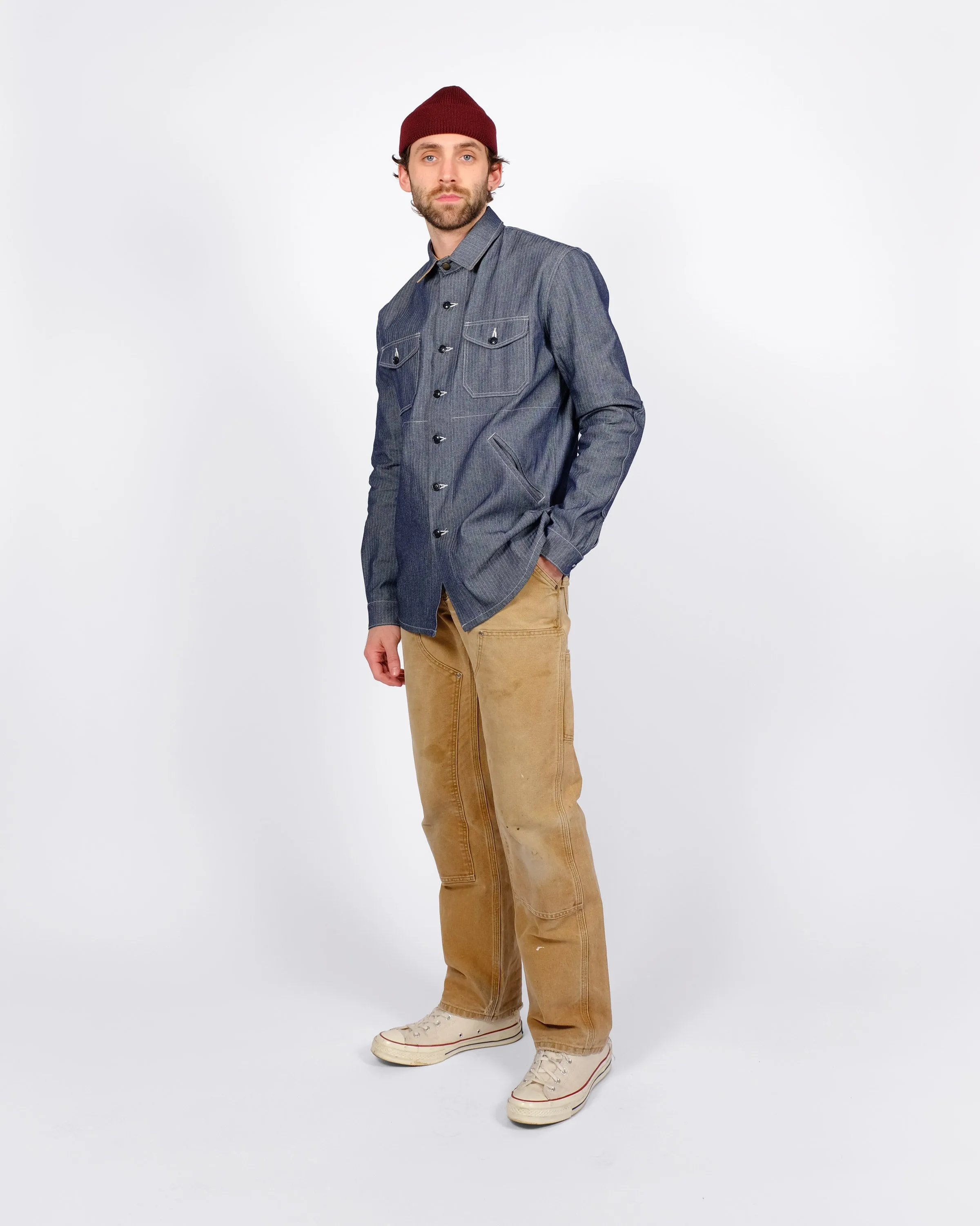 Crissman Overshirt - Indigo Herringbone Bull Denim sold by Dehen 1920 product image thumbnail 3