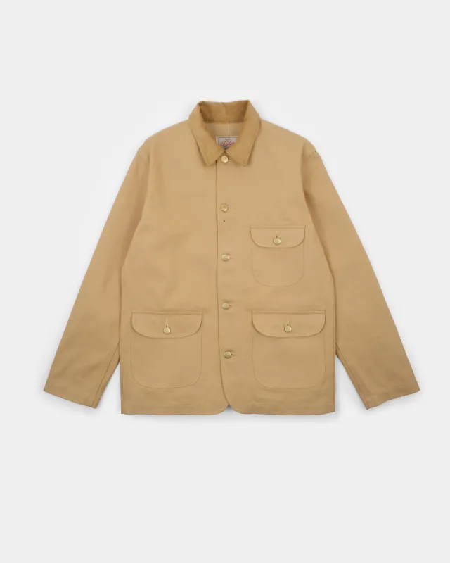 Chore Coat 2.0 - Faded Tan Canvas / Fawn Corduroy made by Dehen 1920
