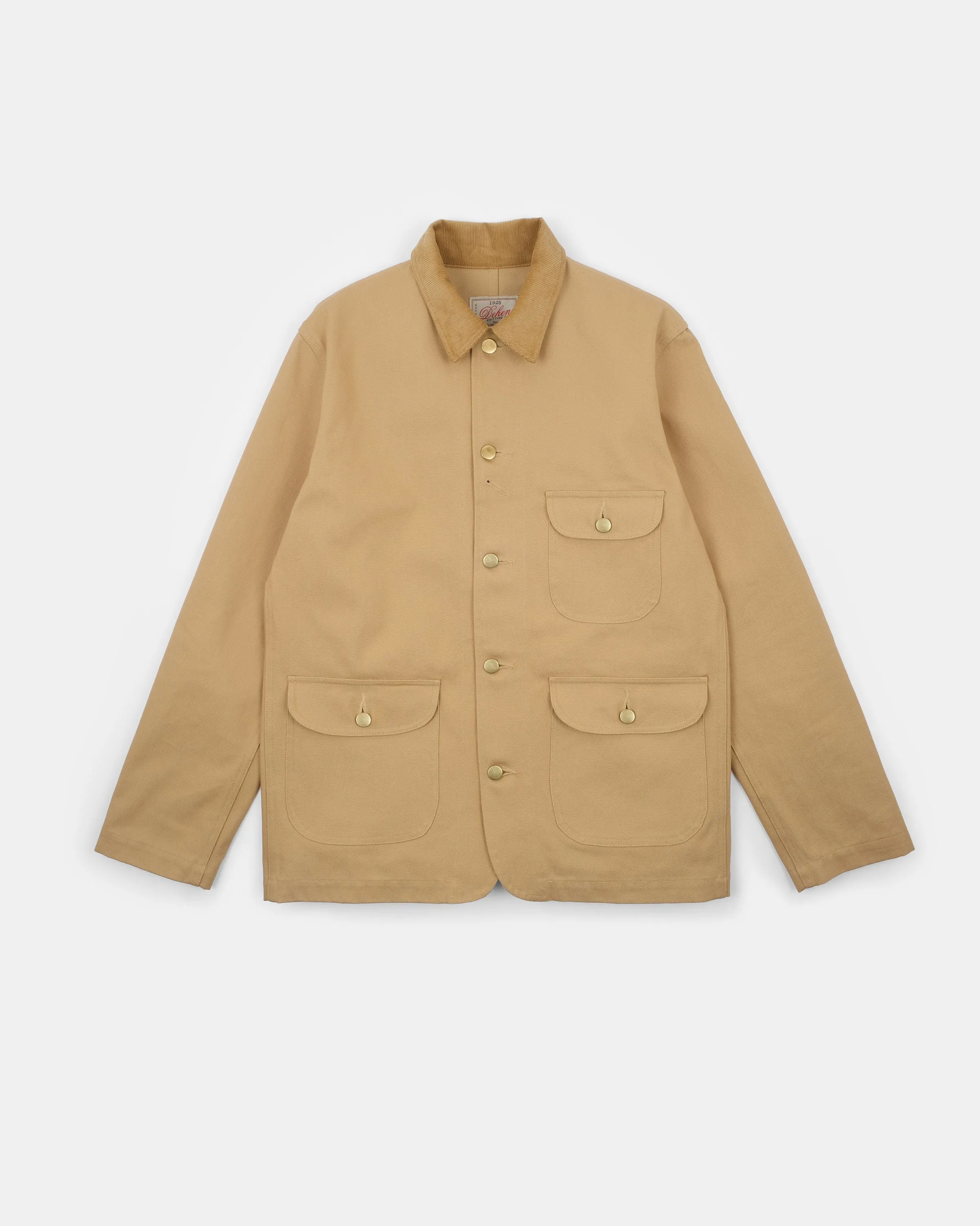 Chore Coat 2.0 - Faded Tan Canvas / Fawn Corduroy sold by Dehen 1920