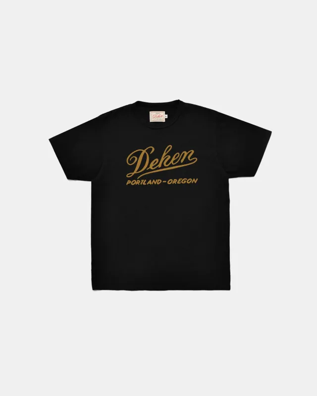 Vintage Script Tee - Black made by Dehen 1920