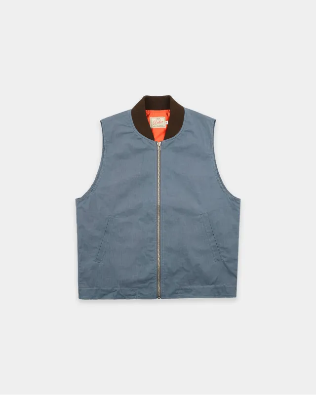 Flight Vest - Faded Blue Dry Waxed Rip Stop made by Dehen 1920