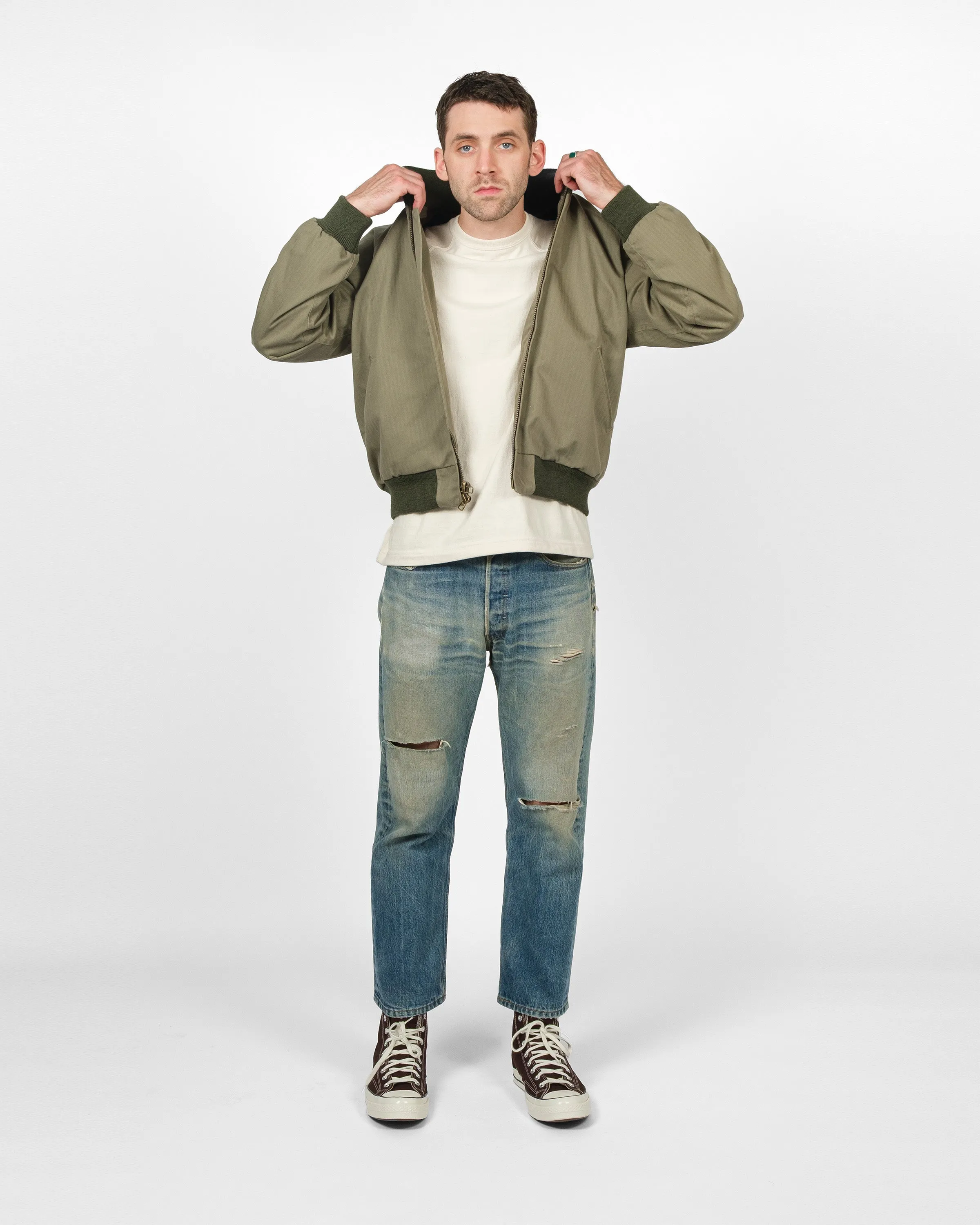 Pilot Jacket - Sage Dry Waxed Cotton sold by Dehen 1920 product image thumbnail 3