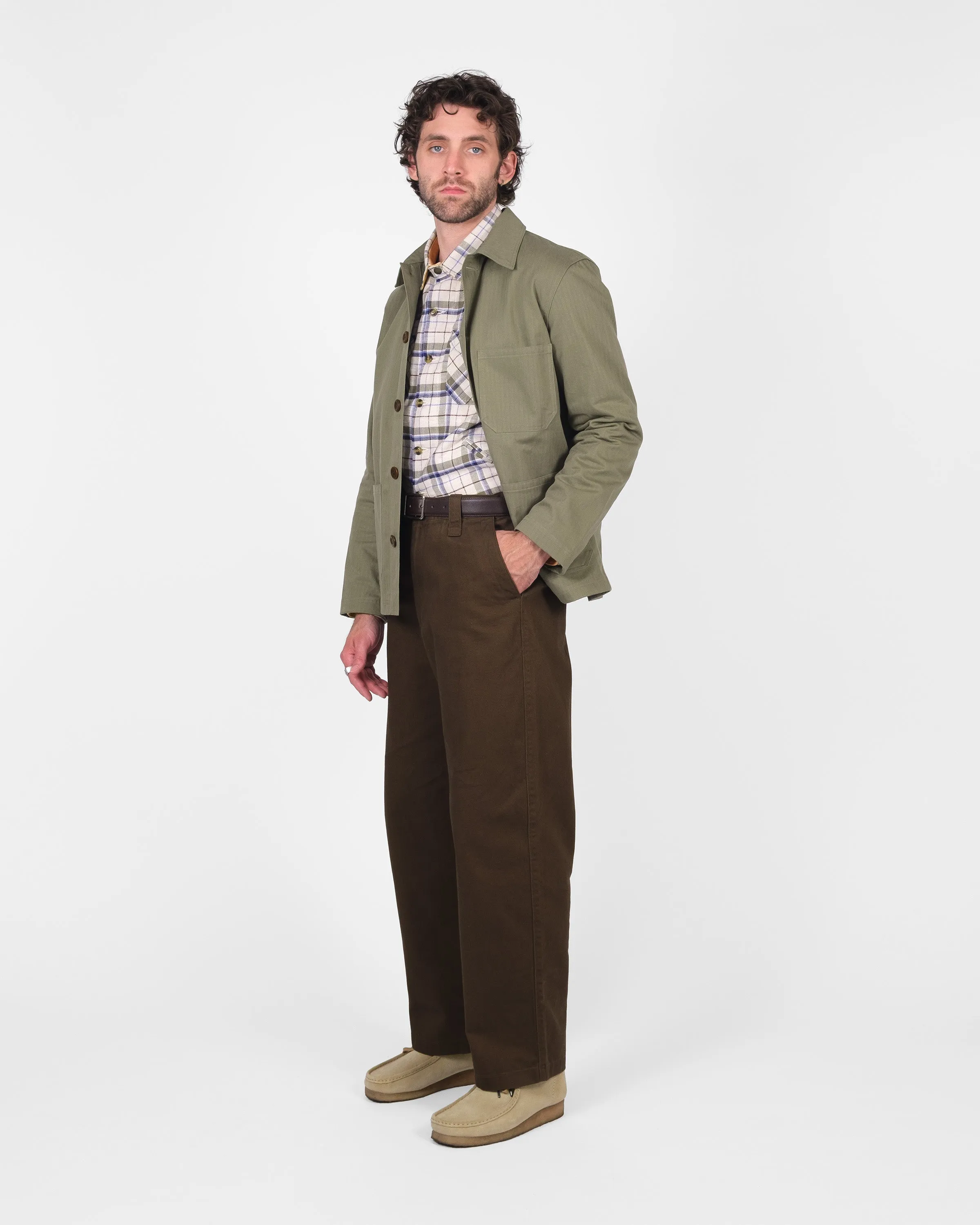 Woven Chore Coat - Sage Dry Waxed Cotton sold by Dehen 1920 product image thumbnail 3