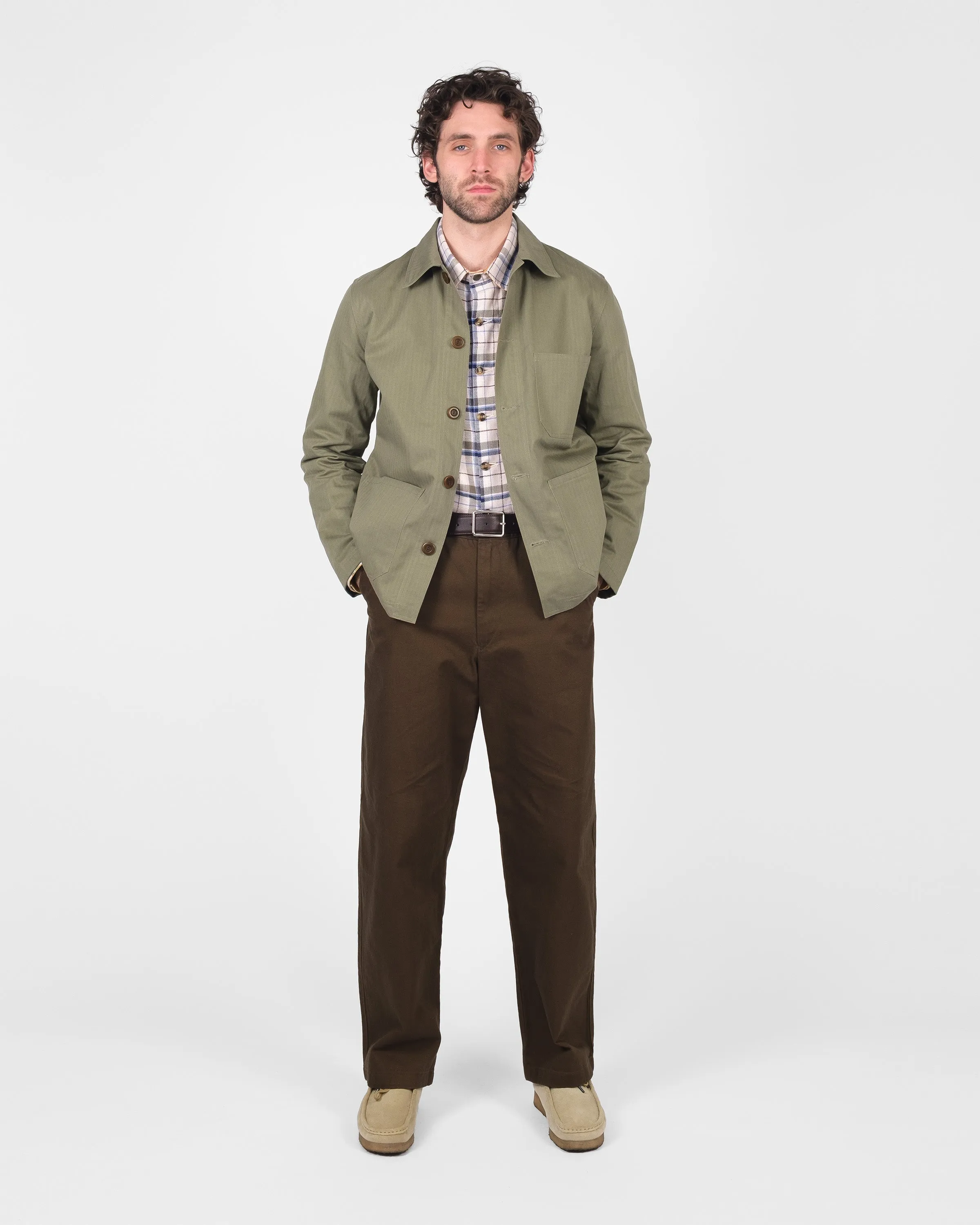 Woven Chore Coat - Sage Dry Waxed Cotton sold by Dehen 1920 product image thumbnail 2