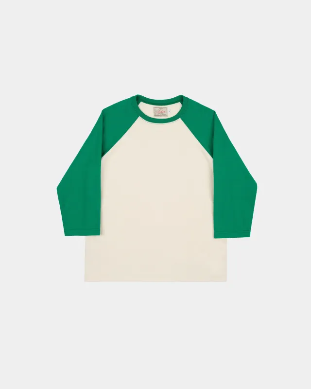 Heavy Duty Baseball Tee - 2-Tone Natural & Kelly made by Dehen 1920