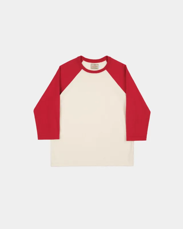 Heavy Duty Baseball Tee - 2-Tone Natural & Red made by Dehen 1920