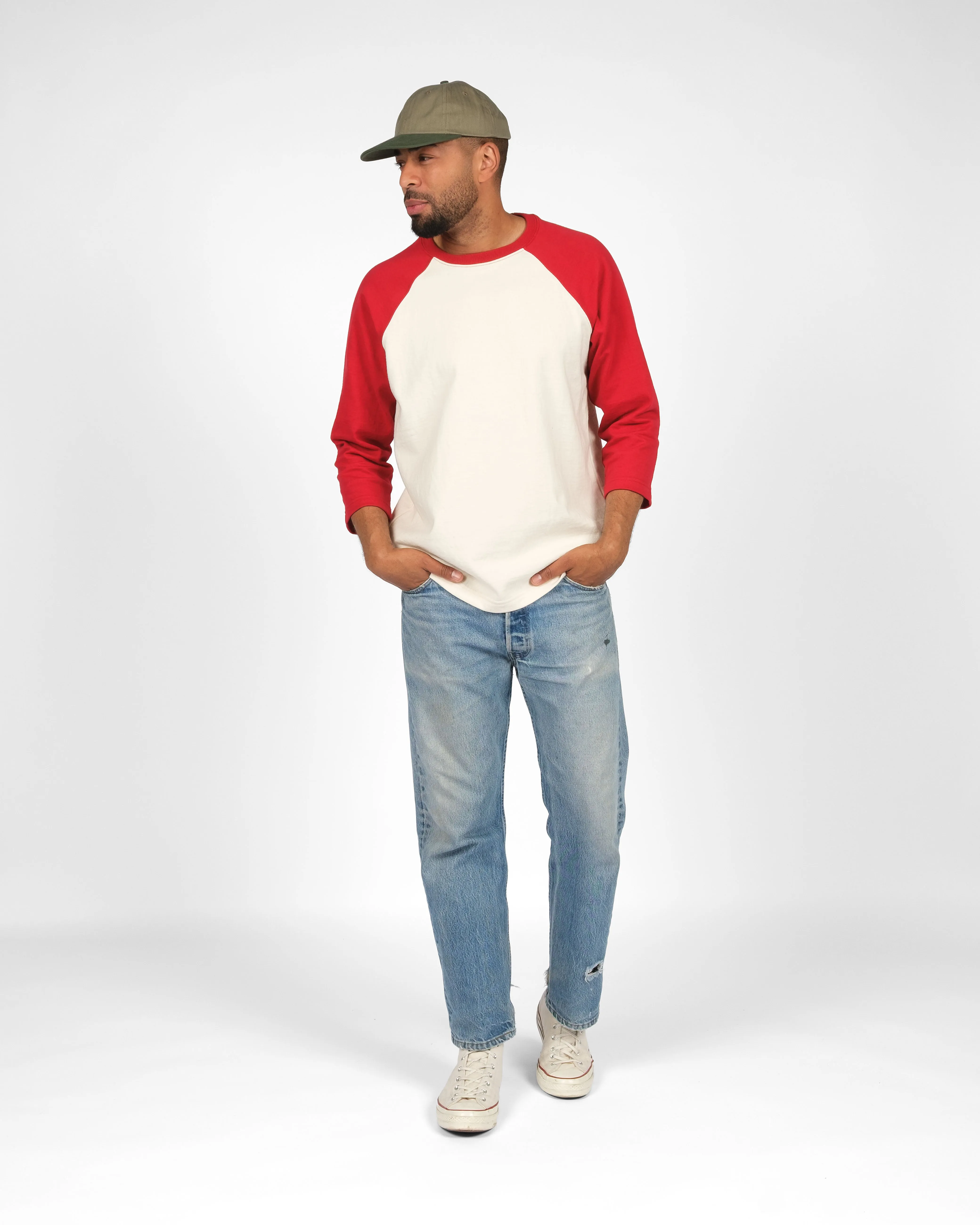 Heavy Duty Baseball Tee - 2-Tone Natural & Red sold by Dehen 1920 product image thumbnail 2