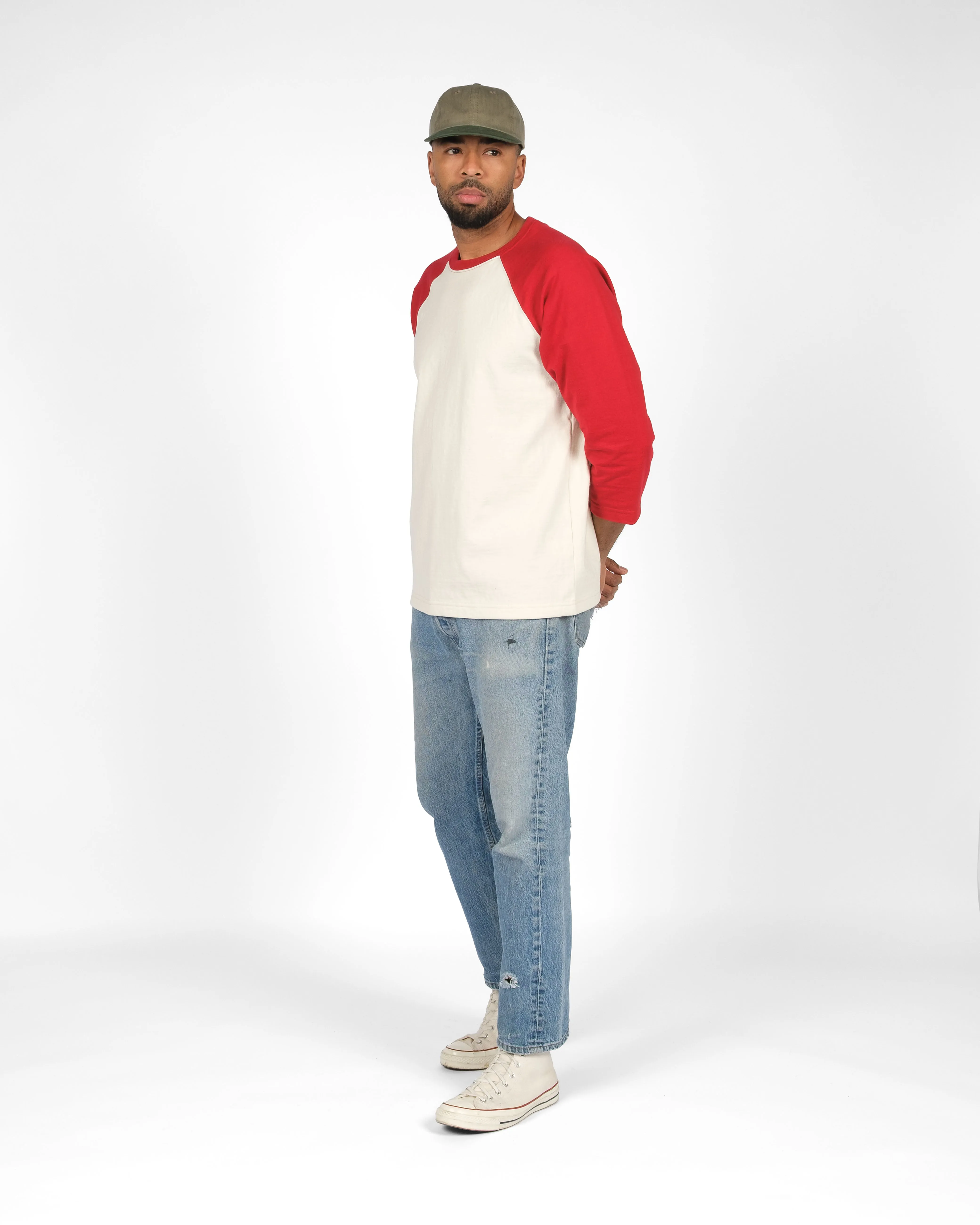 Heavy Duty Baseball Tee - 2-Tone Natural & Red sold by Dehen 1920 product image thumbnail 3