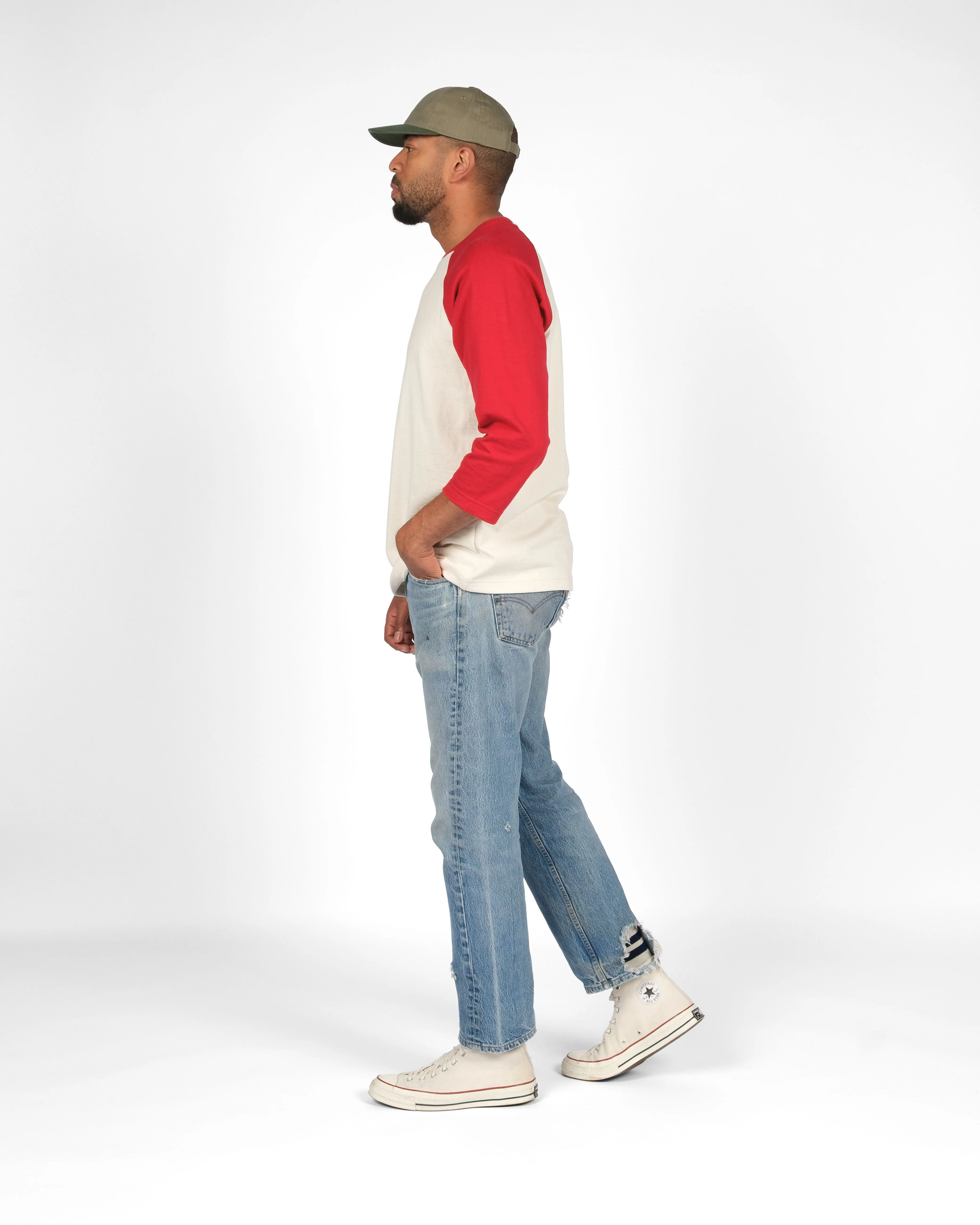 Heavy Duty Baseball Tee - 2-Tone Natural & Red sold by Dehen 1920 product image thumbnail 4