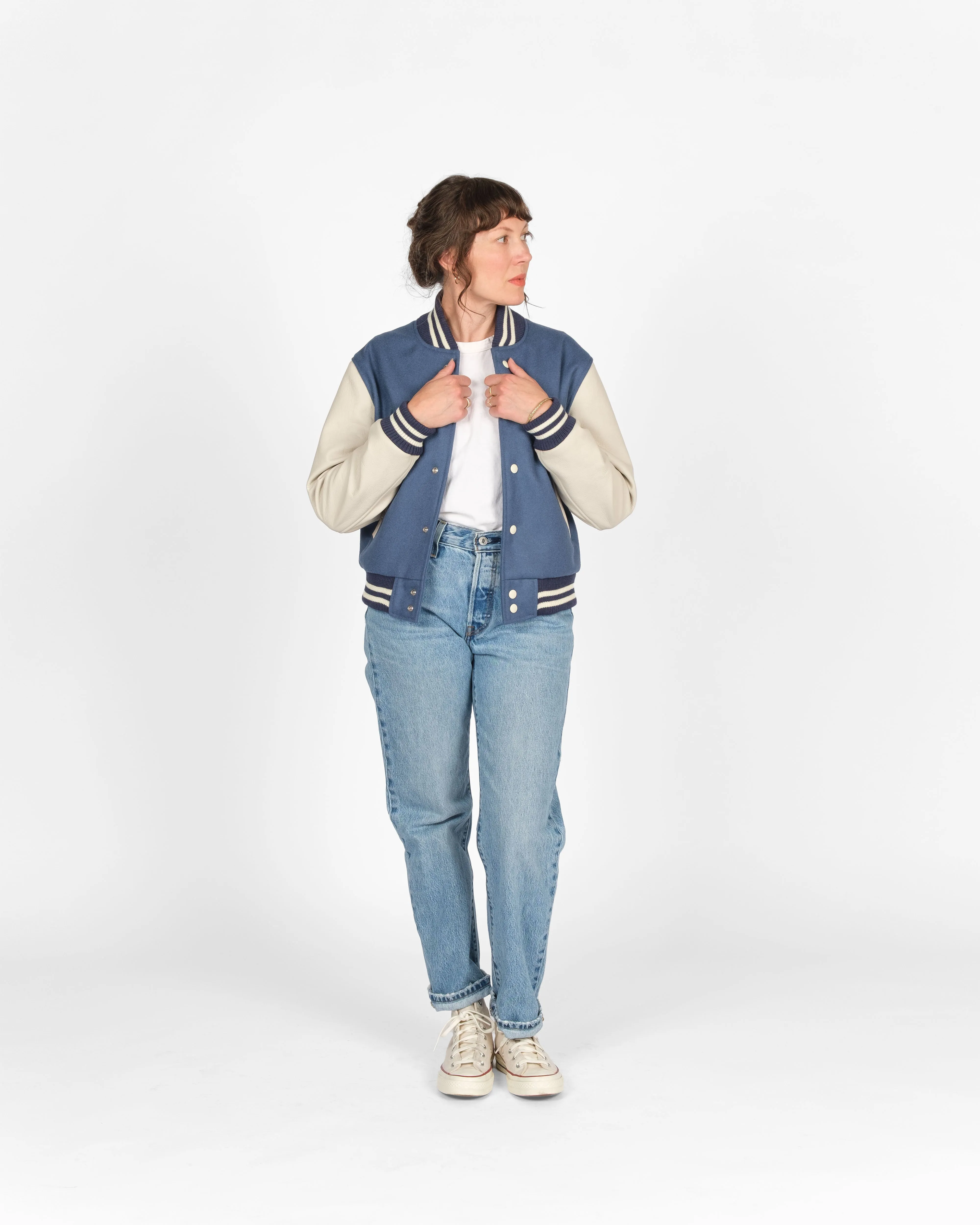 Women's Varsity Jacket - Steel Blue sold by Dehen 1920 product image thumbnail 2