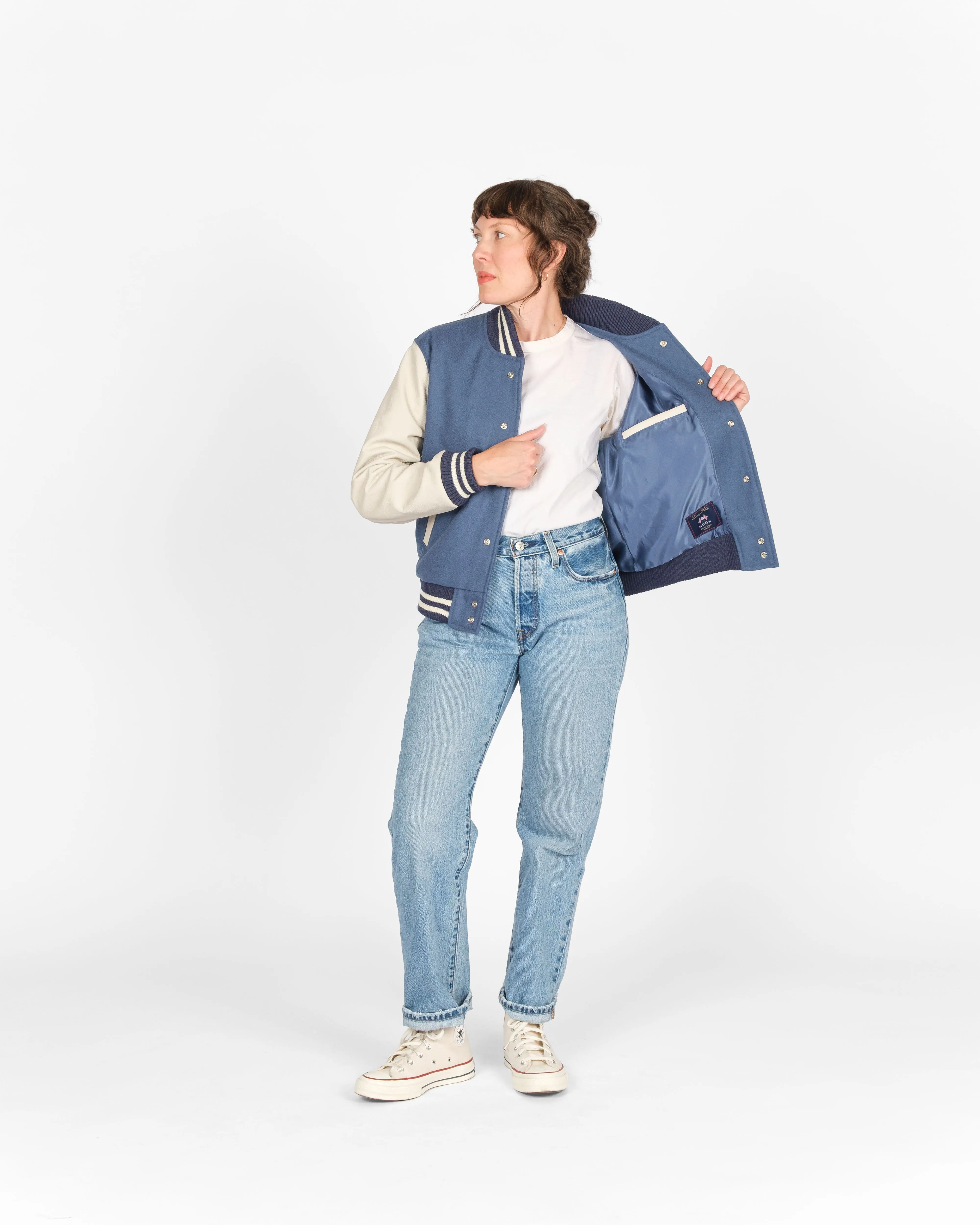 Women's Varsity Jacket - Steel Blue sold by Dehen 1920 product image thumbnail 3