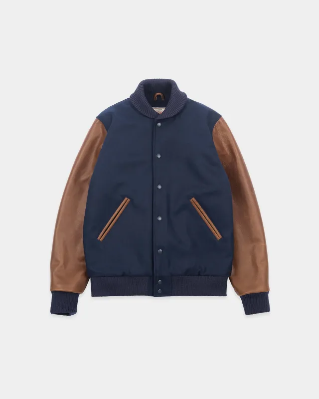 Varsity Jacket - Dark Navy / Luggage made by Dehen 1920