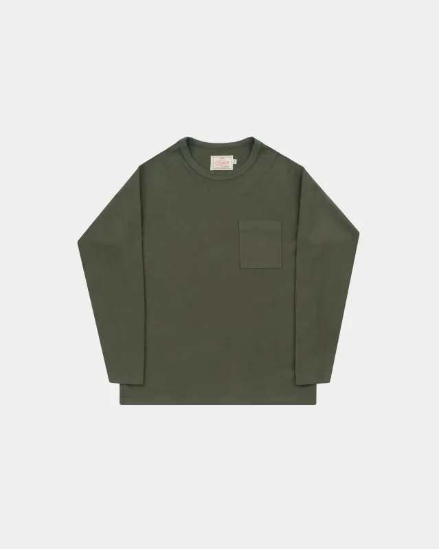 Heavy Duty Long Sleeve Tee - Single Pocket - Spruce made by Dehen 1920