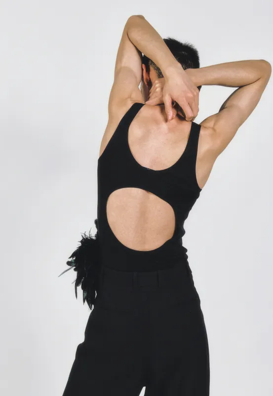 HAN OPEN BACK TANK - BLACK sold by Peter Do