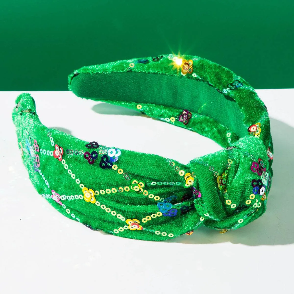 Christmas Sequin Knotted Headbands Wide Top Knot Hairband sold by CRAVE by Frederick Wilhelm product image thumbnail 3