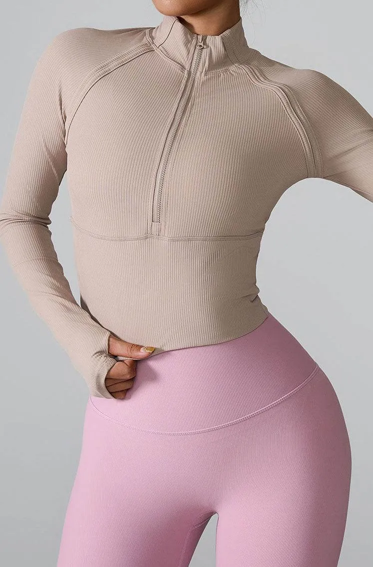 Long Sleeve Half zip Yoga Tops Athletic Slim Fit Sweatshirt sold by CRAVE by Frederick Wilhelm product image thumbnail 5