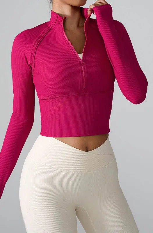 Long Sleeve Half zip Yoga Tops Athletic Slim Fit Sweatshirt sold by CRAVE by Frederick Wilhelm
