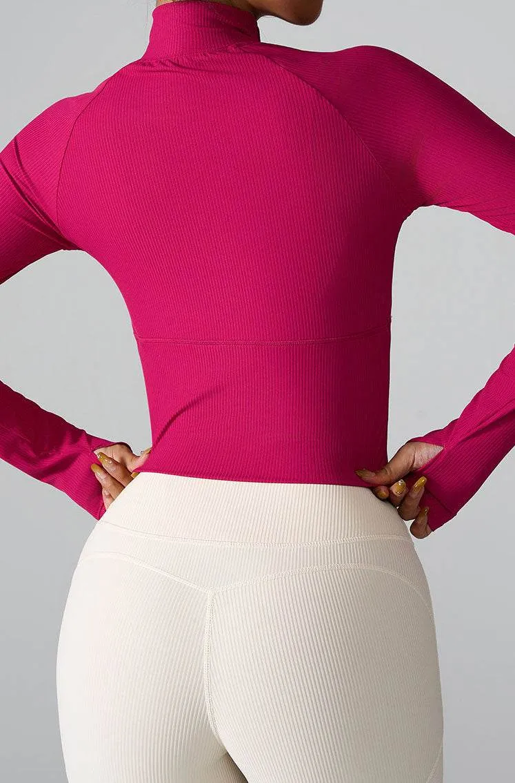 Long Sleeve Half zip Yoga Tops Athletic Slim Fit Sweatshirt sold by CRAVE by Frederick Wilhelm product image thumbnail 2